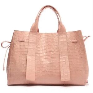SCHUTZ Sweet Rose Croc-Embossed leather shopping maxi tote Bag